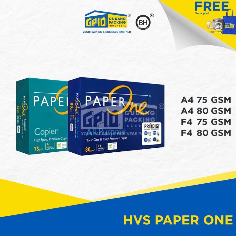 

PAPER ONE - Kertas HVS (A4 / F4) Gramasi (75 / 80) Gsm Nugi