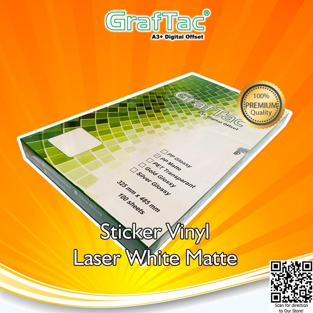 

Graftac Sticker Vinyl PP White Gloss Matte - PET Transparan A3+ Stiker Digital Print Laser Toner Anti Air Tidak Mudah Sobek - Pack Nugi