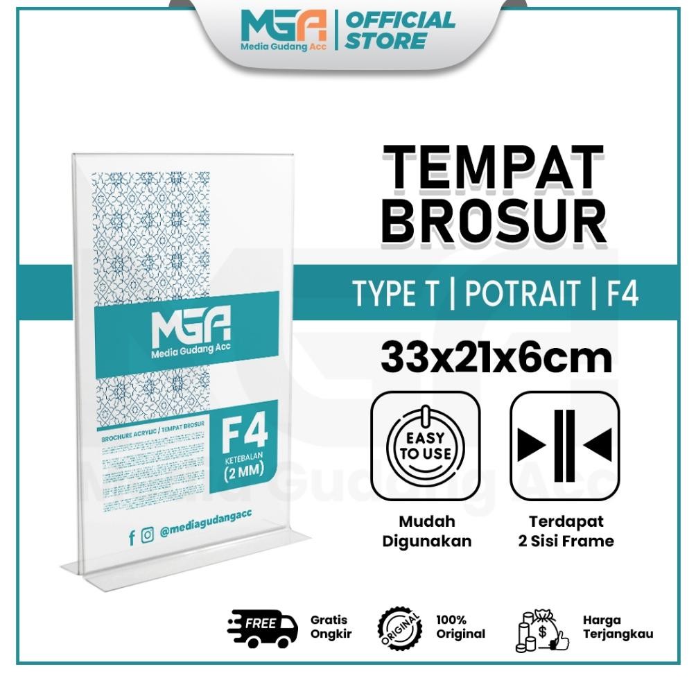 

Tempat Brosur F4 Potrait 2 Sisi Akrilik 2mm - Tent Holder / Tent Card Stand Display - Desk Nugi