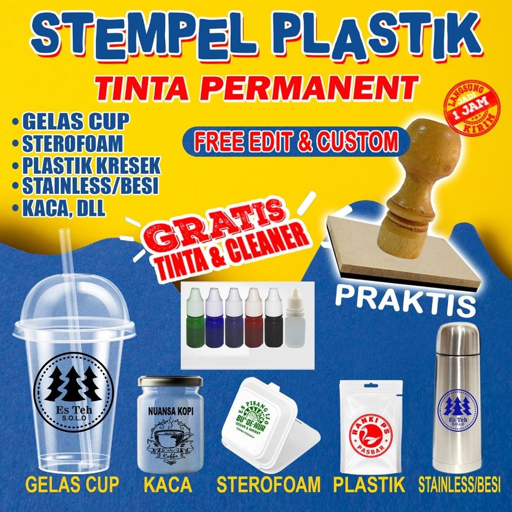 

STEMPEL PLASTIK / STEMPEL GELAS CUP / STEMPEL STEROFOAM / DESIGN CUSTOME FREE TINTA & CLEANER Nugi