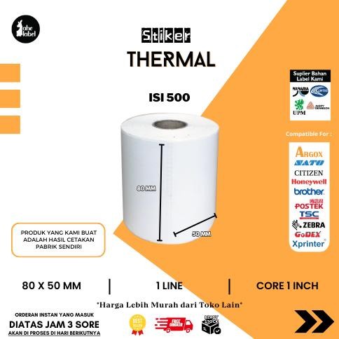 

LABEL BARCODE STICKER THERMAL 80X50 MM Nugi