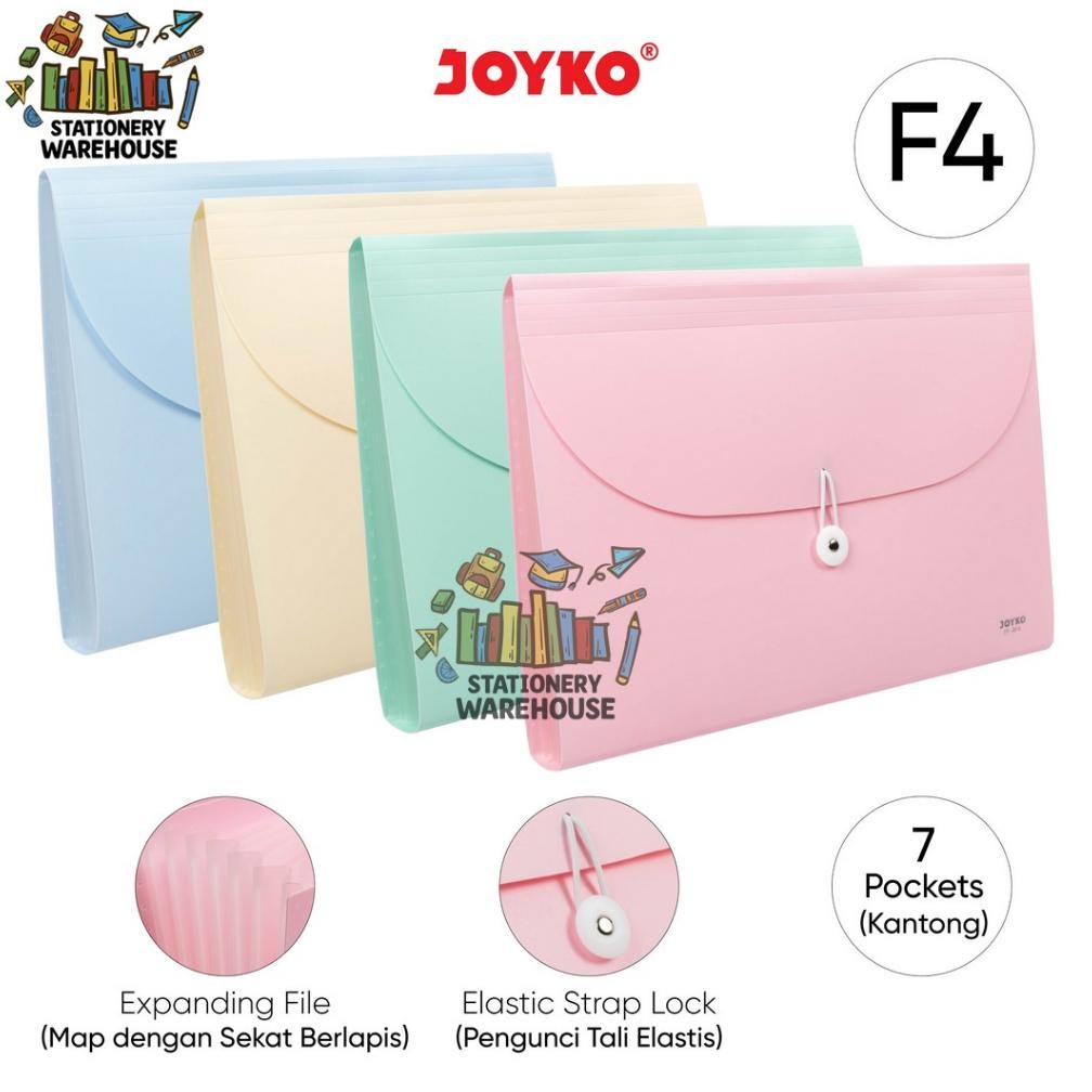

Expanding File Map Harmonika Joyko EF-8F4 Pastel Color 7 Pocket F4 Nugi
