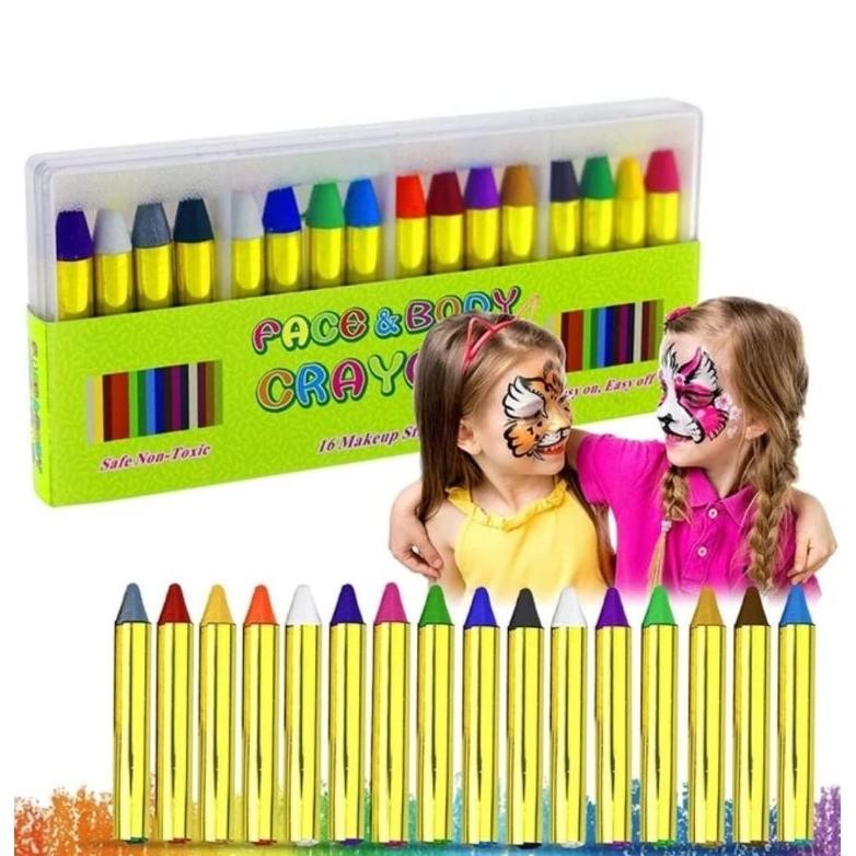 

Face Paint Crayon Wajah dan Badan 16 Warna Krayon Face Body Painting / Crayon Paint Art Kid Mainan Edukasi Nugi