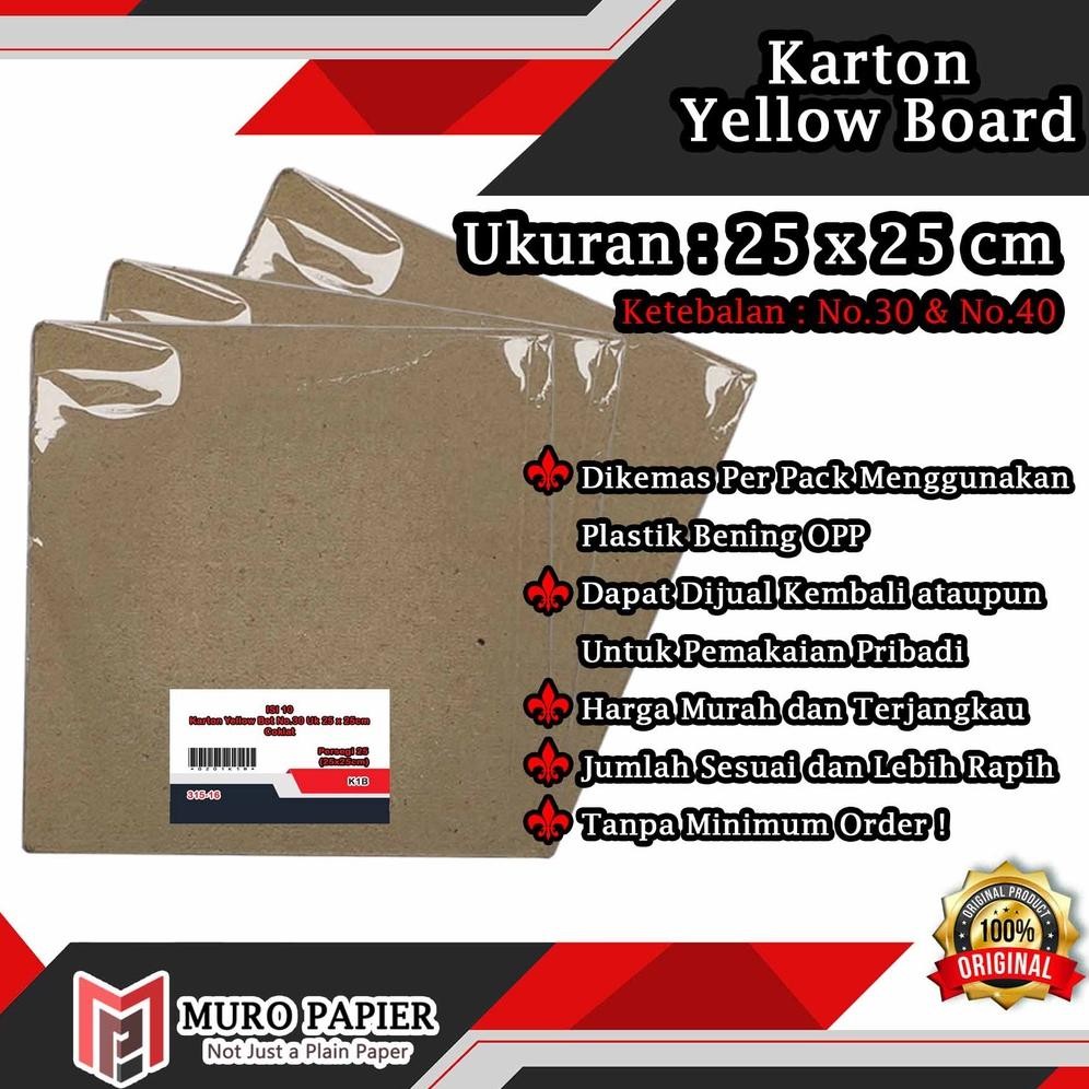 

( PER PAK - ISI 10 ) Karton Yellow Board Persegi No. 30 No. 40 Ukuran 25 x 25 cm - by Muro papier Nugi