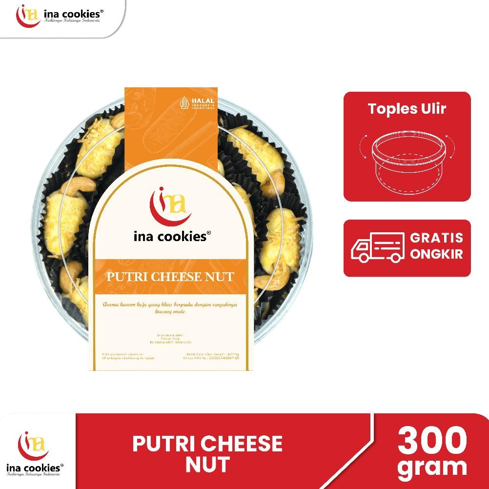 

NO_MORE Ina Cookies Kue Kering Premium Putri Cheese Nut Toples Reguler