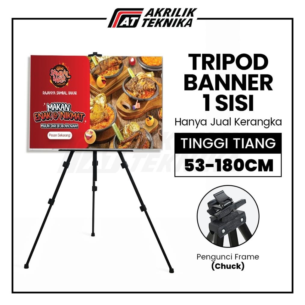 

Tripod Frame 1 Sisi / Display Tiang Iklan Barcode Akrilik Nugi