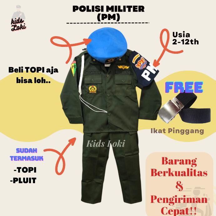 seragam polisi militer anak baju PM anak pakaian tentara anak baju profesi polisi militer anak
