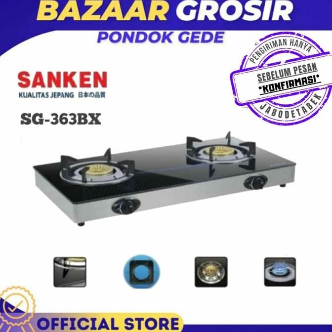 KOMPOR 2 TUNGKU SANKEN SG 363 BX / SG363BX / SG-363BX - TEMPERED GLASS