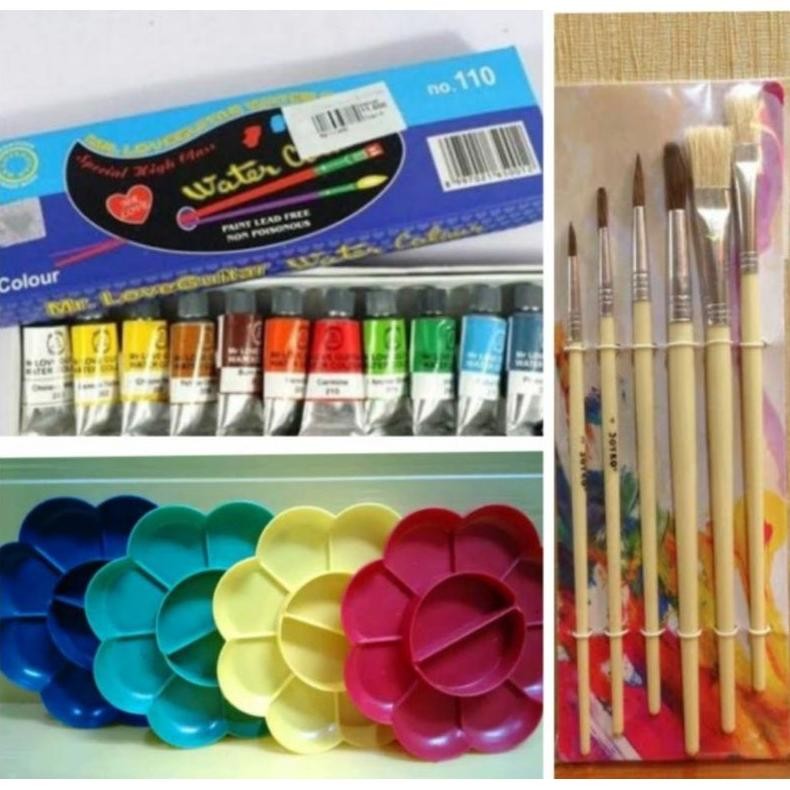 

PAKET MELUKIS 3 in 1 Palet Kuas Cat Air lukis ART SET murah Nugi