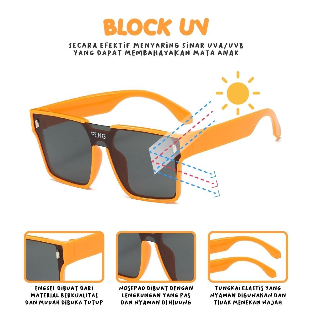 Baru Kigo Kacamata Anak Sunglasses Polarized Aviator Ringan & Nyaman Fashion 3876