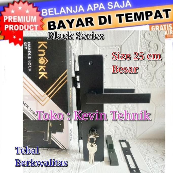 Kunci Pintu Set Besar Hitam, Handle Kunci Pintu Besar Black