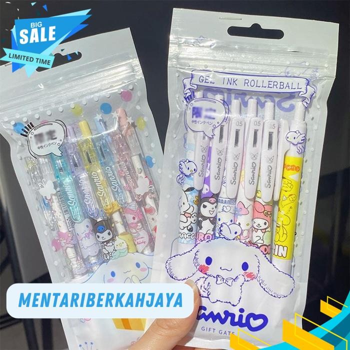 

6PCS PULPEN GEL AESTHETIC 1 PACK BALLPOINT 0.5MM TINTA HITAM BALLPOINT SANRIO LUCU KUROMI CINNAMOROL MELODY PENA KARTUN KTER ALAT TULIS KREATIF-GS BY MENTARI BERKAH JAYA