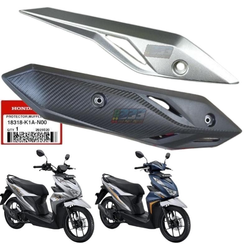 COVER KNALPOT BEAT NEW 2020 DELUXE STREET LED K1A GARNISH AKSESORIS TUTUP KNALPOT SILVER GOLD CHROME