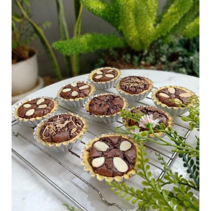 Pie Brownies Isi 10 Enak Topping Coklat Almond Keju Pai Bronies Pei Bronis Brownis Mini Enak