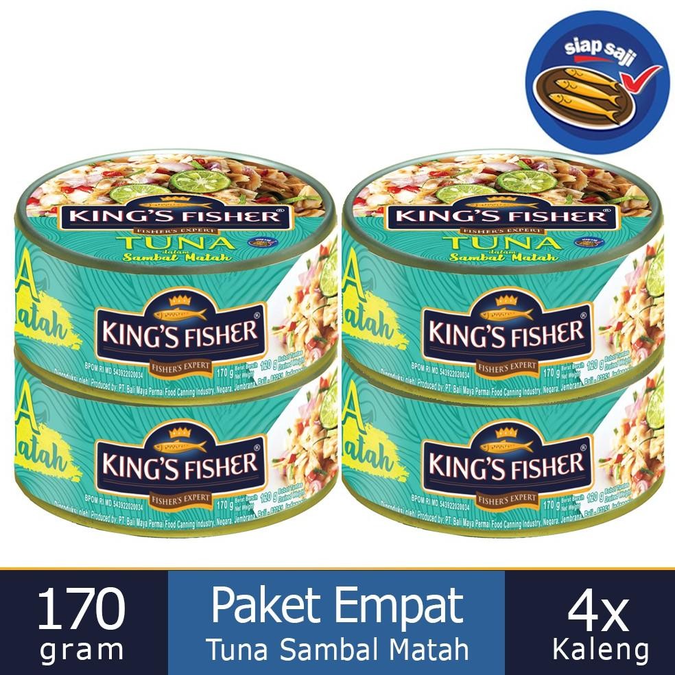 

NO_MORE Paket 4 Pcs King's Fisher Tuna Sambal Matah Daging Tuna Makanan Kaleng 170 g
