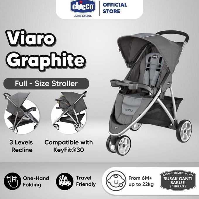 Chicco Stroller Viaro - Graphite / Kereta Dorong Bayi / Kereta Bayi / Stroller Baby / Stroller Bayi 
