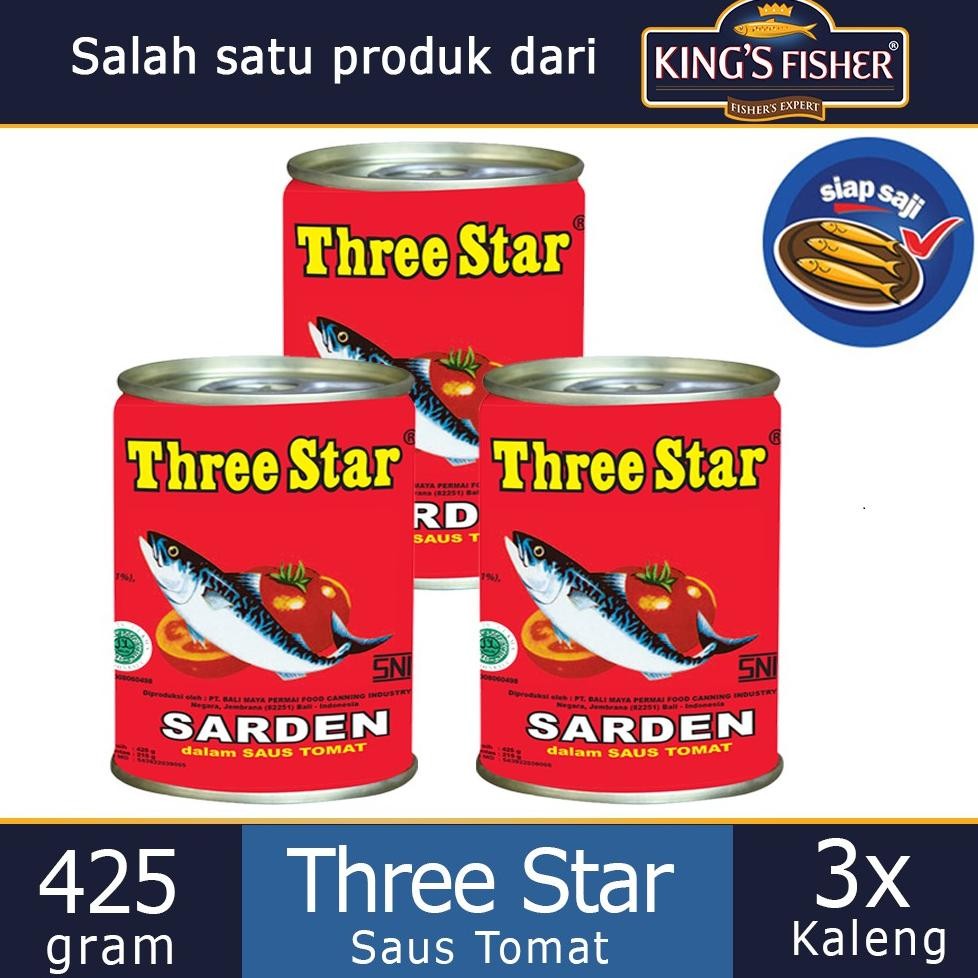 

NO_MORE Paket 3 pcs Three Star Sarden mini saus tomat Makanan Kaleng 425g