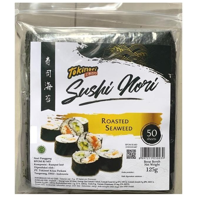 

Produk Baru!! Tokinori Sushi Nori Halal 50 Lembar Warna Gelap Uk 21x19 cm + Dus Bubble