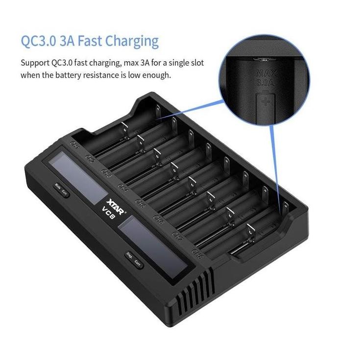 Xtar Vc8 Qc3.0 Charger Type-C 8X21700 Protected Battery Charger