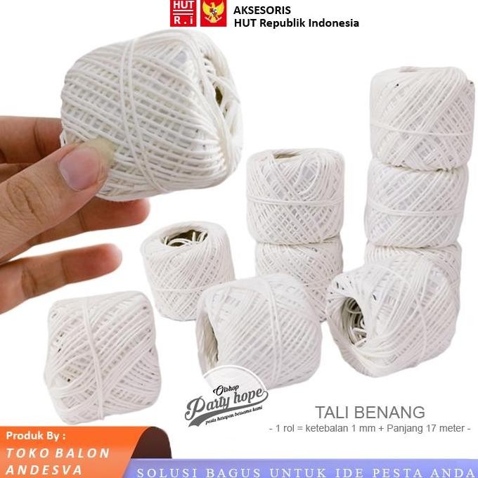 :>:>:>:>] tali benang bendera plastik merah putih / tali benang Kasur putih / tali benang bangunan p