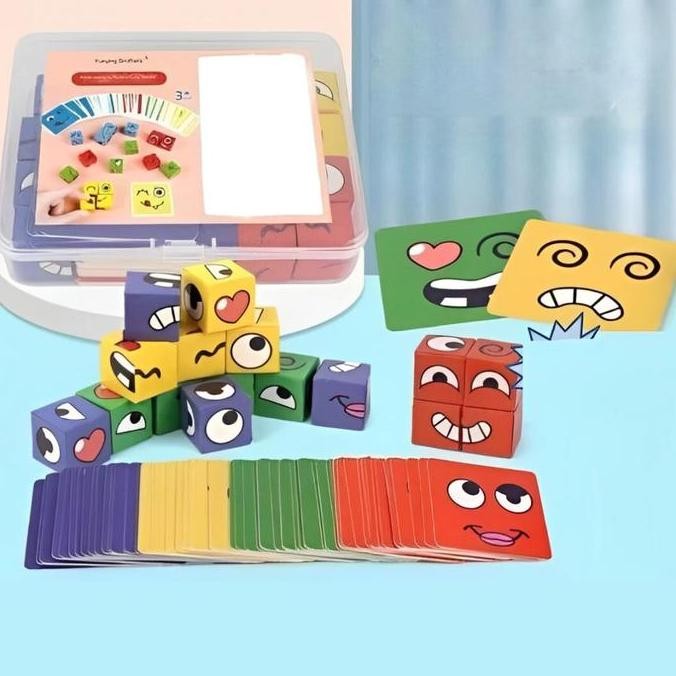 Mainan Edukasi Ekspresi Wajah Anak Tebak Emosi dari Dadu & Kartu Seru & Melatih Kecerdasan Sosial Ki