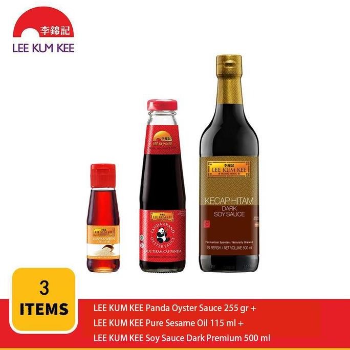 

Promo Paket LEE KUM KEE: Saus Tiram 255gr + Minyak Wijen 115ml + Kecap Hitam 500ml