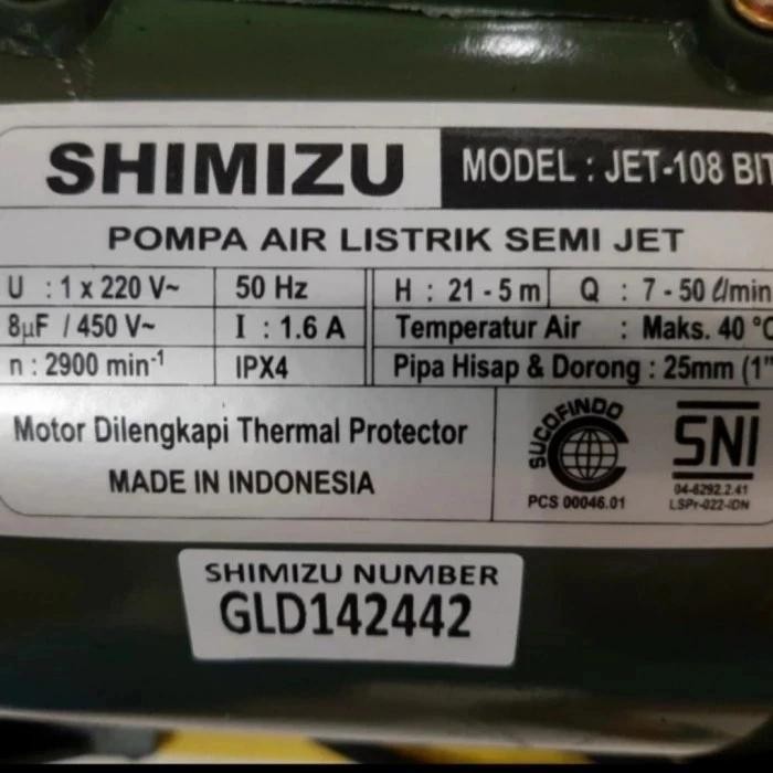 AS Pompa air semi jet pump shimizu 108bit 150W Pompa dorong 3 lantai
