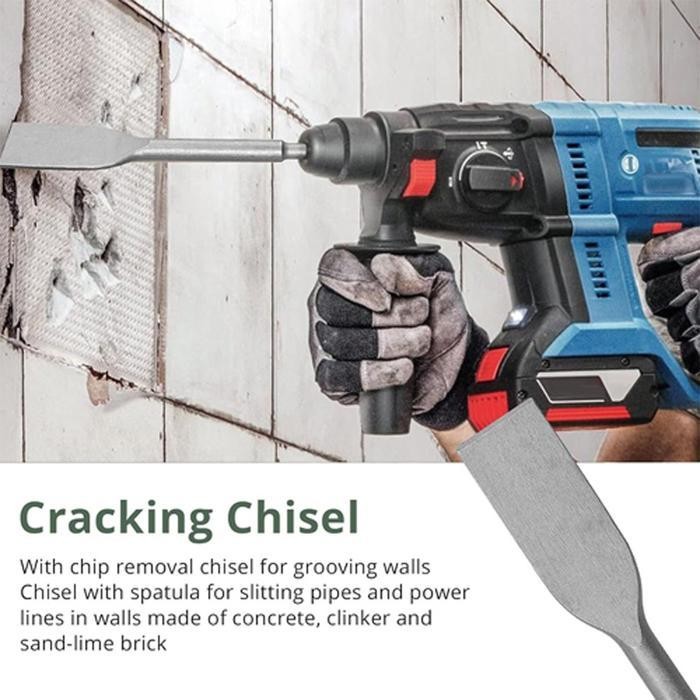 MPS Pahat Beton SDS 4Pcs Flat Chisel Bobok Beton Tembok Pahat Sekop Palu Listrik Gagang Bulat Ujung 