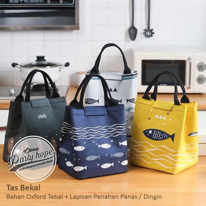 ~~~~~] tas bekal ikan / cooler bag motif ikan perekat / tas bekal / lunch box