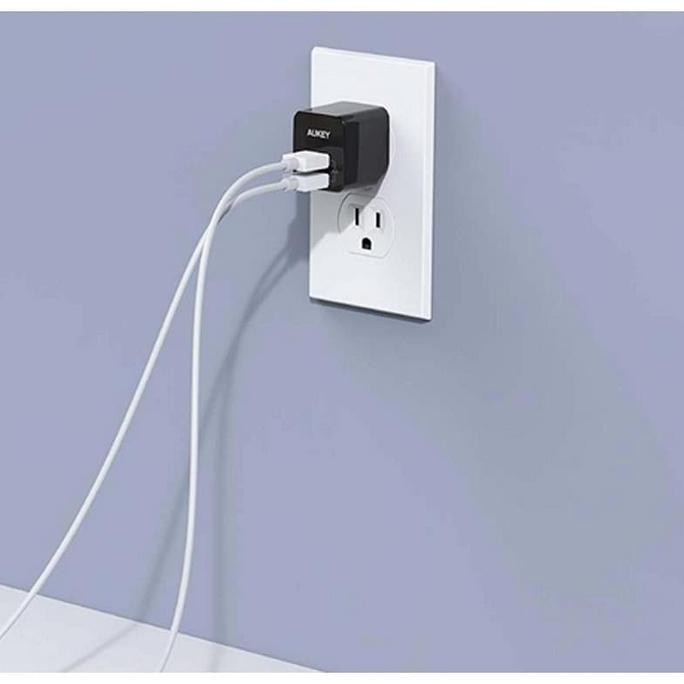 TERBARU AUKEY PA-U32 WALL CHARGER 2 PORT 12W WITH AIQ PAU32 2PORT TERMURAH