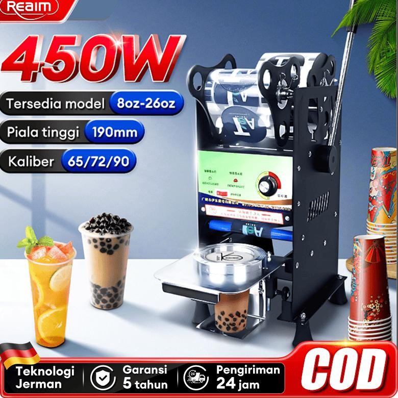 Reaim Mesin Cup Sealer Cup 12 - 20 Oz Mesin Cup Sealer Machine Alat penutup minuman Mesin Press Gela