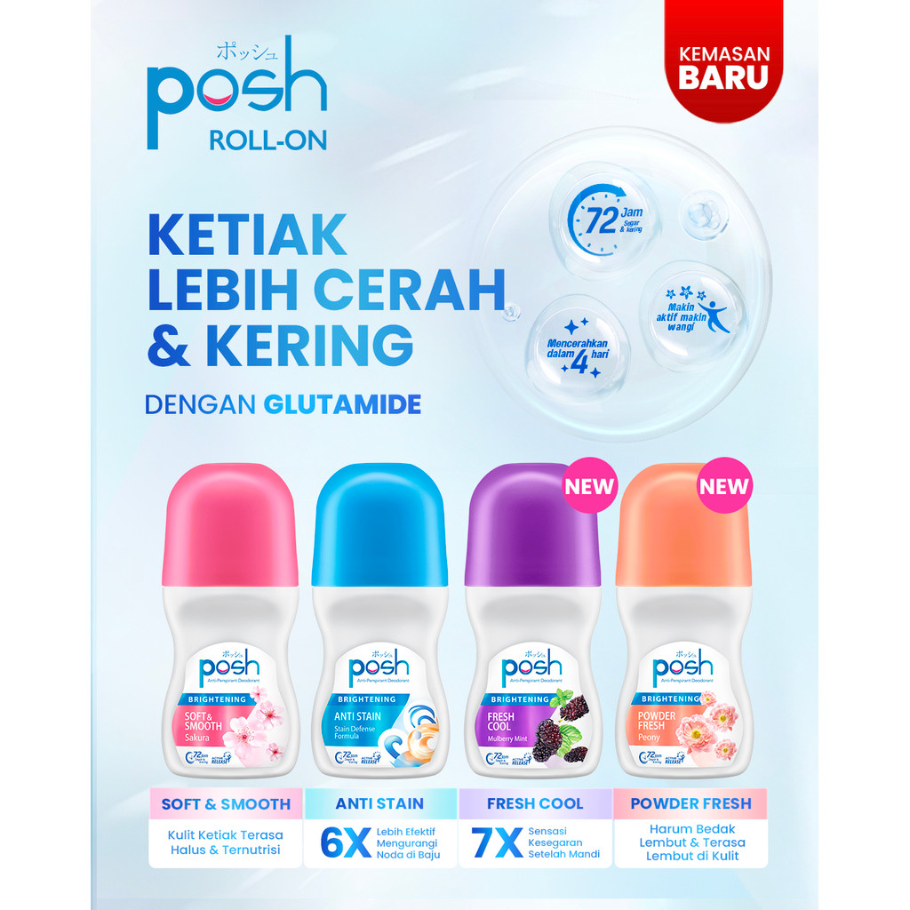 Posh Roll On Deodoran Whitening Botol 50 ml x2 - Gambar 4