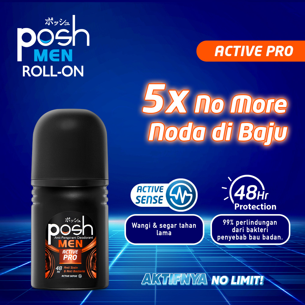 Posh Men Roll On Deodoran Active Pro 50 ml x2 - Gambar 2