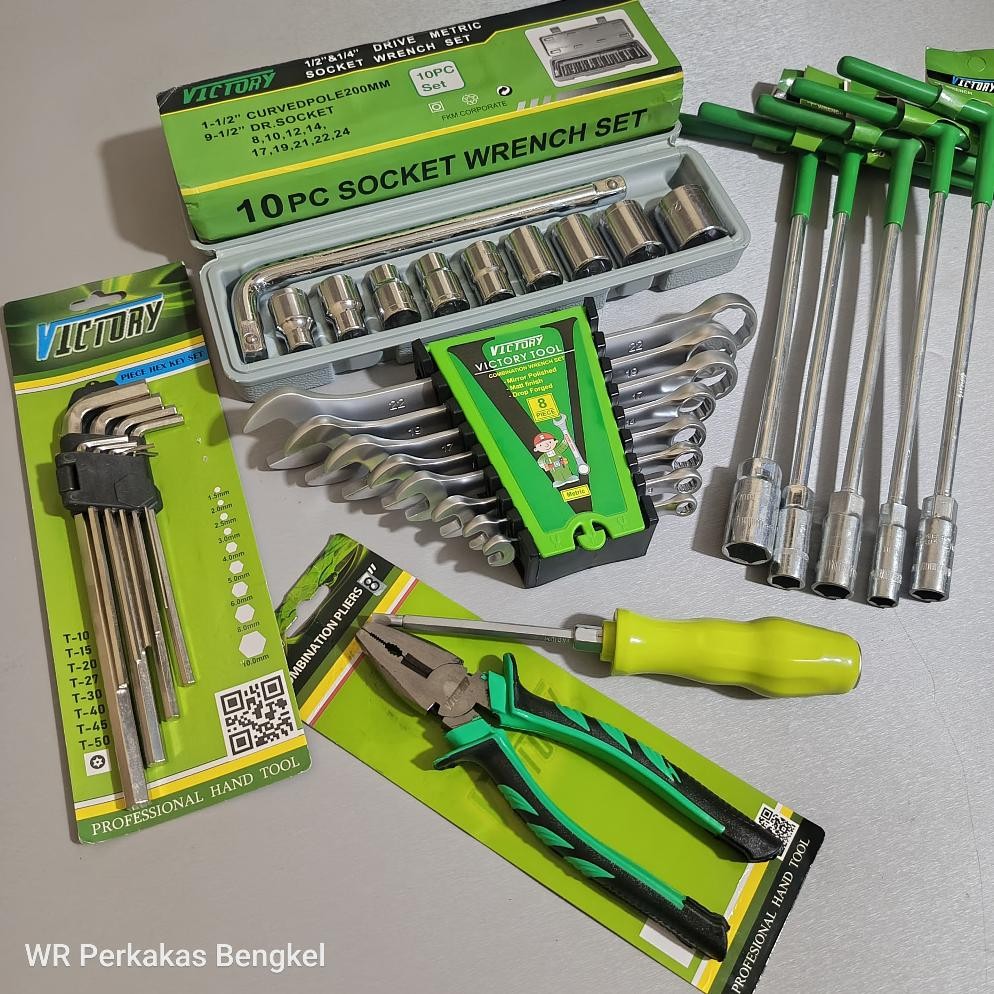 Paket kunci Bengkel Motor 1 Set Lengkap / Kunci Shock Set / Kunci Ring Pas Set / Kunci T Set / Kunci