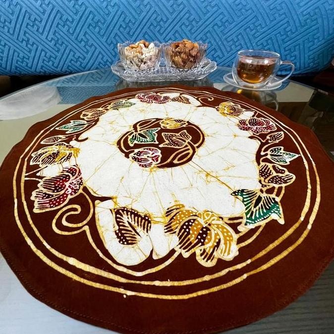 PROMO TAPLAK BUNDAR BATIK TULIS PREMIUM DIAMETER 35/40/45/50 CM | TAPLAK MEJA BULAT BATIK TULIS PREM