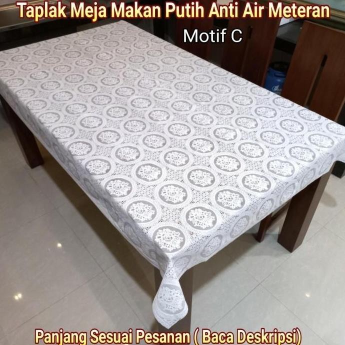 PROMO TAPLAK MEJA PLASTIK PUTIH POLOS METERAN PER 50 CM - TAPLAK ANTI AIR MEJA MAKAN