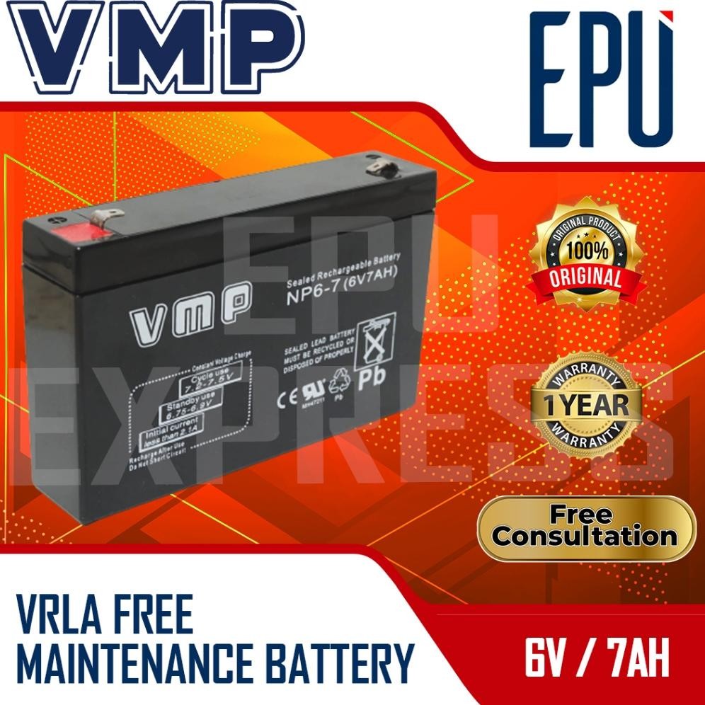 Aki Timbangan VMP 6V 7AH Baterai Timbangan Aki Mainan Batere VRLA aSt