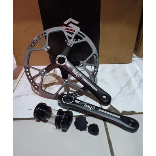 Crank Set Sepeda Gt Half5 56T Hitam Folding Bike Ht2 Hollowtech2