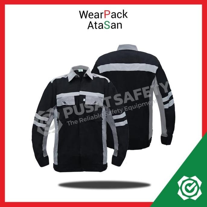 Atasan Lengan Panjang Baju Wearpack Safety Hitam Kombinasi Abu Imj Pria Kerja