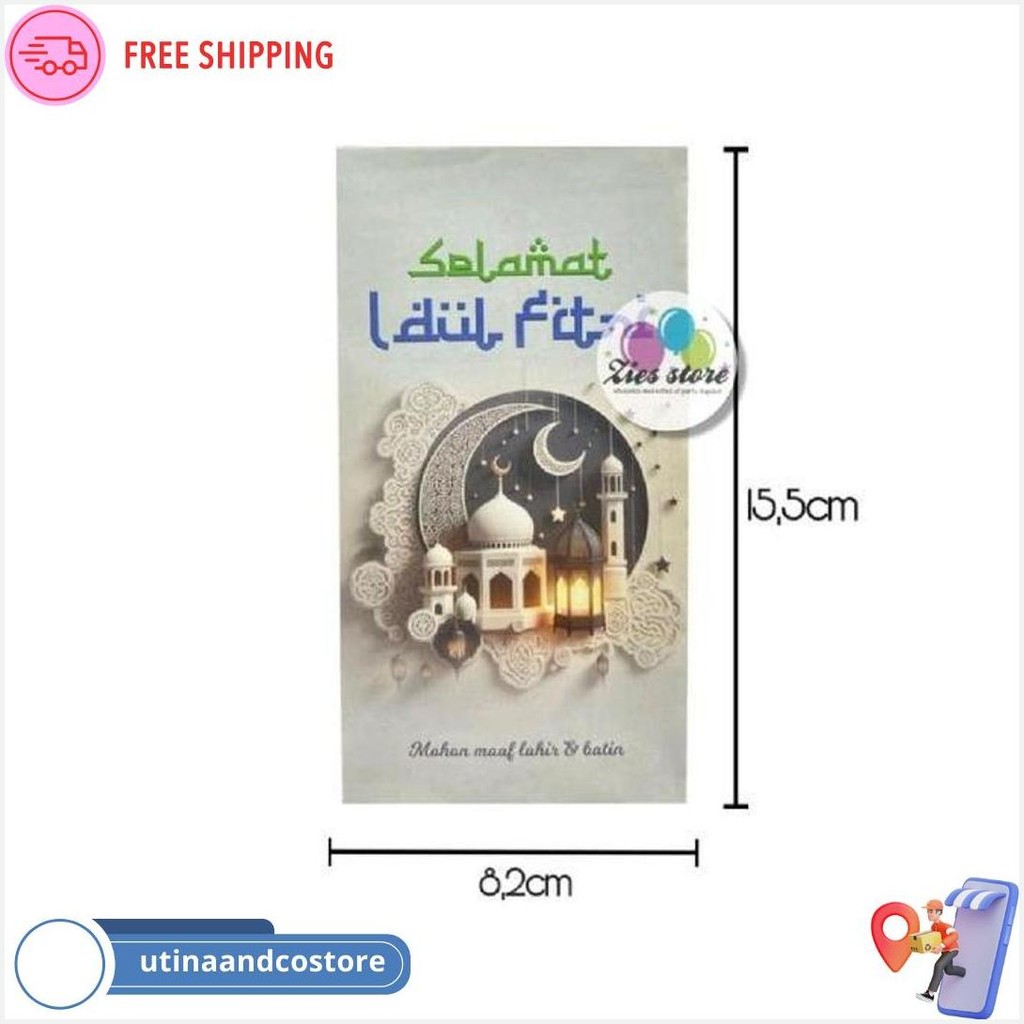 

[50Lembar] Amplop Lebaran Idul Fitri / Angpao Lebaran Box Mika Size L Motif Masjid Bisa Cod