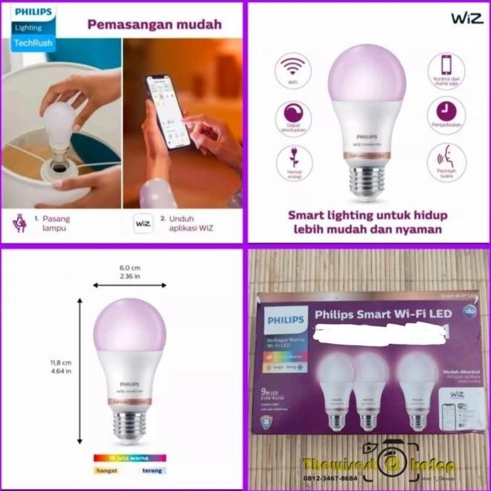 Philips Lampu Smart WiFi LED 9W Color Smart Bulb Lamp Wifi