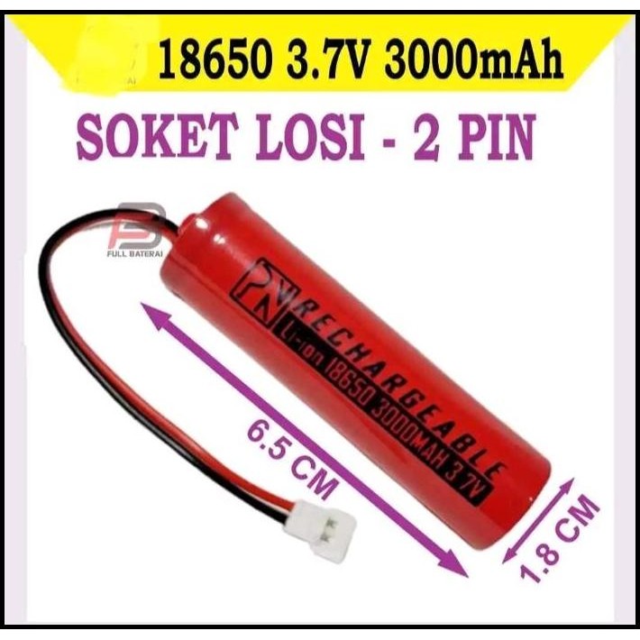 BATERAI 18650 3.7V PART RC,SPEAKER ,ELEKTRONIK 18650 3.7V SOKET LOSI
