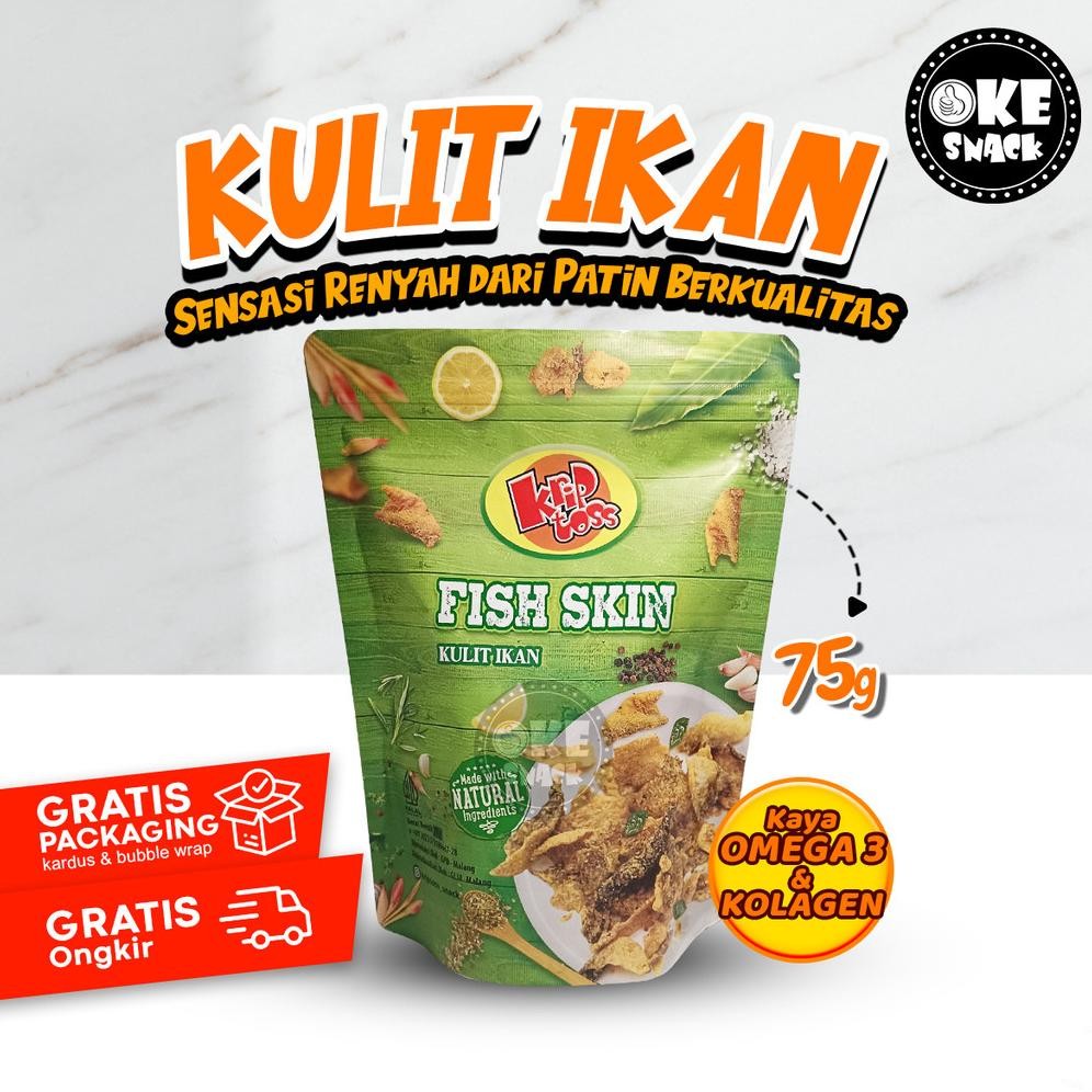 

Keripik Kulit Ikan Fish Skin Snack Crispy Kriptoss Kripik Kulit Ikan Krispi 100% Natural Non MSG aSt