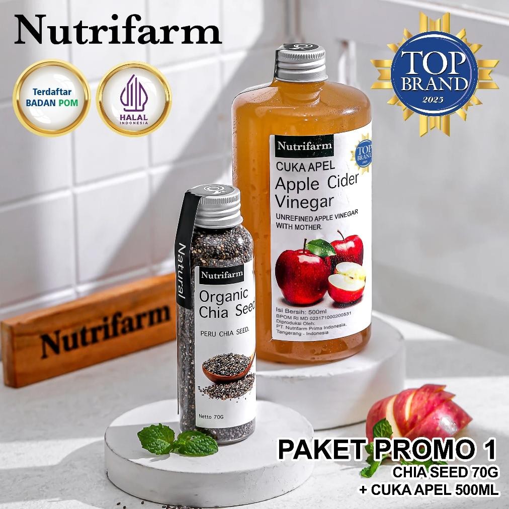 

Paket Cuka Apel 500ML dan Chia Seed 70GR Original Organik Halal BPOM aSt