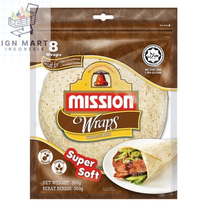 

Mission Wraps Wholegrain Super Soft Kulit Tortilla Kebab Gandum aSt