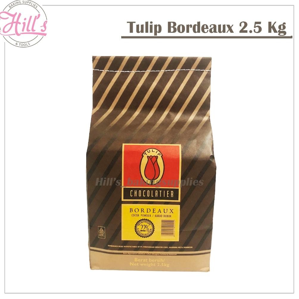 

TULIP BORDEAUX 2.5 Kg COCOA POWDER (KEMASAN PABRIK) DARK / COKLAT BUBUK PREMIUM COKELAT CHOCOLATIER 2,5 Kg 2500 Gr aSt
