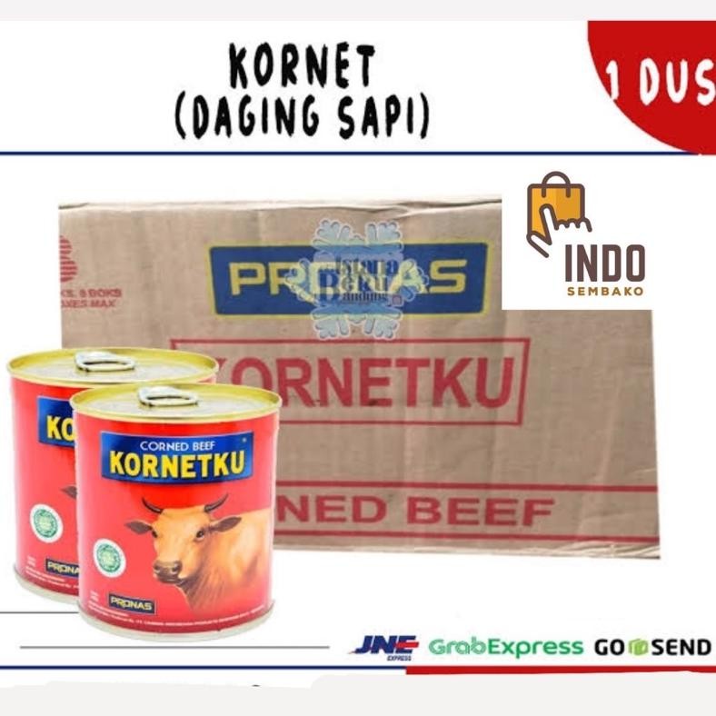

Kornetku Pronas 340g Isi 24 Kaleng Dus / Kornetku Corned Beef Dus 24 X 340g / Makanan Kaleng aSt