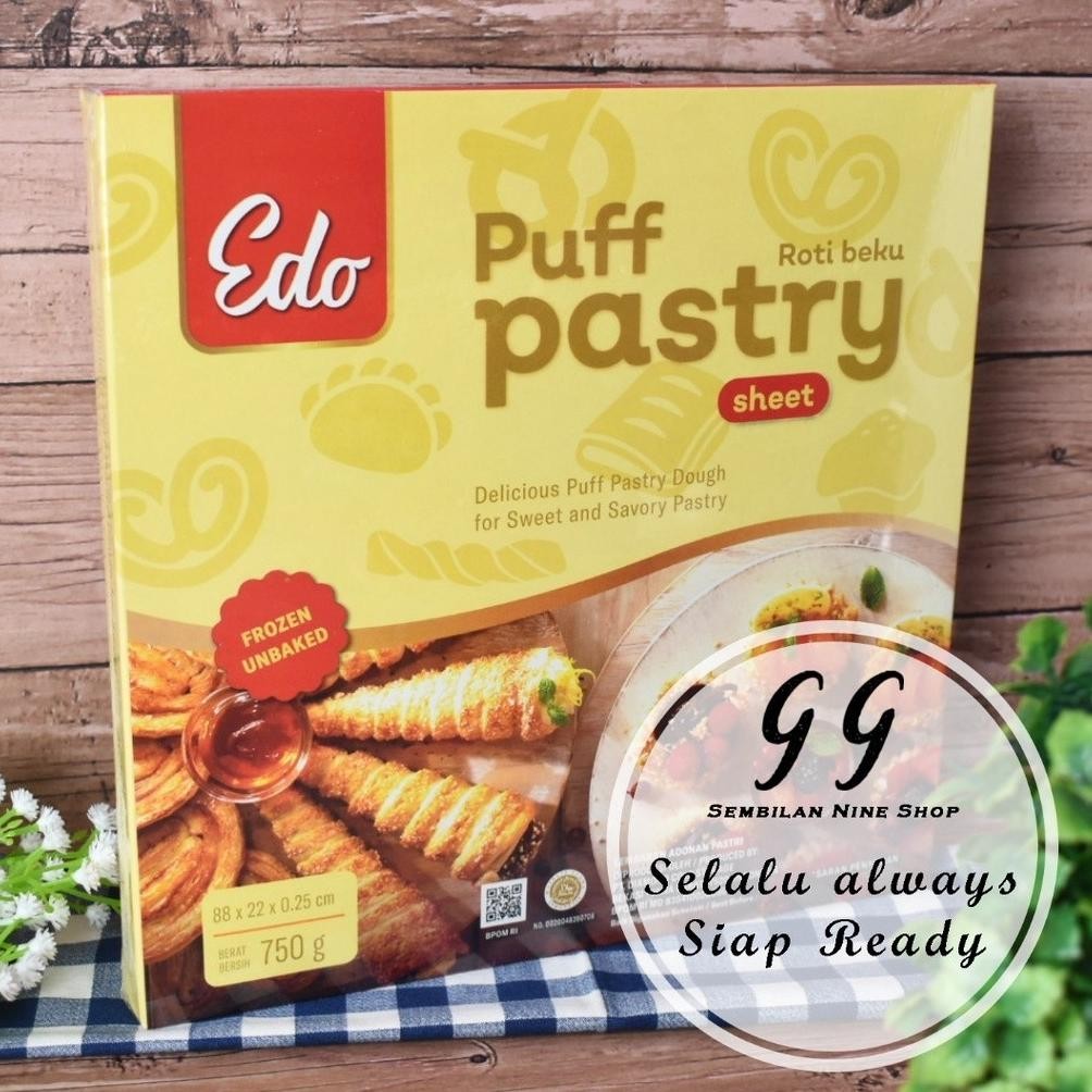 

EDO PUFF PASTRY SHEET 750 Gram Lembaran Adonan Pastri Frozen Unbaked aSt
