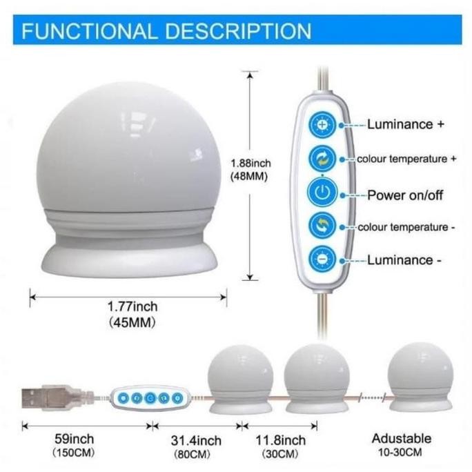 Sale Lampu Meja Led Rias Tempel Berkualitas / Vanity Mirror Led