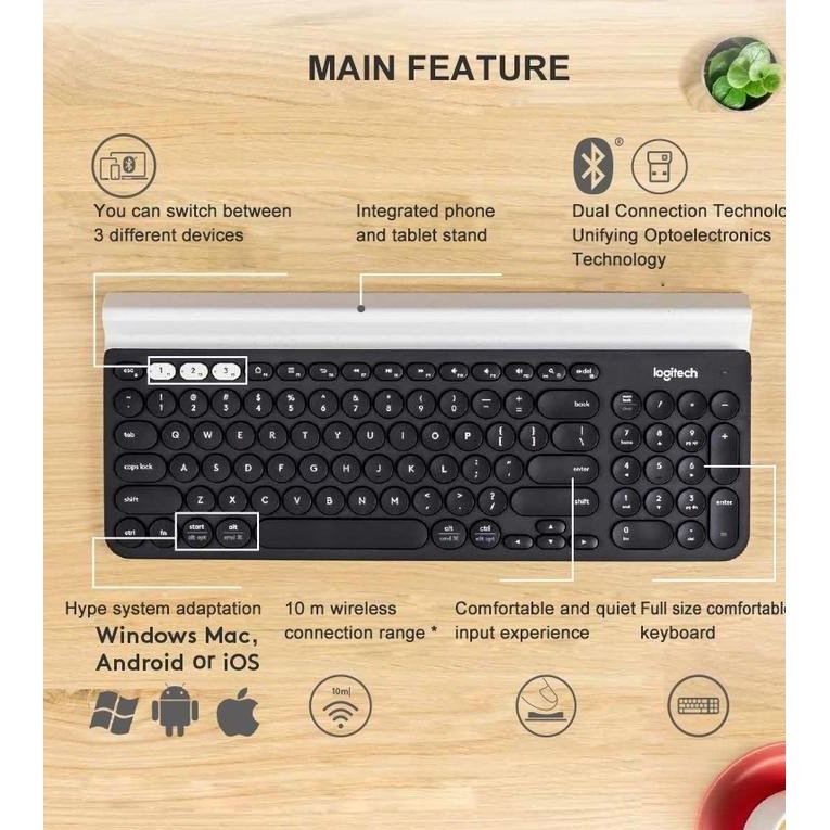 Promo Keyboard Original Logitech K780 Wireless Bluetooth Dual Mode Switch